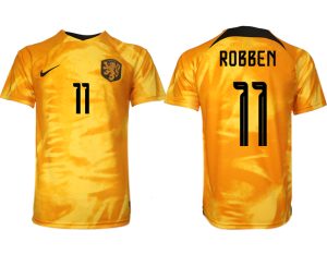 Nederländerna Hemmatröja VM 2022 Kortärmad Fotbollströjor Billigt med tryck ROBBEN 11