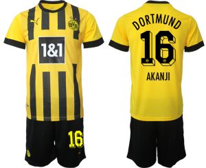 Fotbollsset Herr Borussia Dortmund BVB Hemmatröja 2023 Kortärmad + Korta byxor AKANJI 16