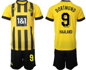 Fotbollströjor Billigt Borussia Dortmund Hemmatröja 2023 Herr Kortärmad + Korta byxor HAALAND 9