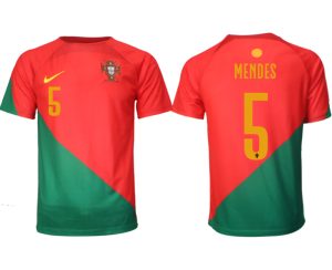 Fotbollströjor Billigt Portugal Hemmatröja VM 2022 Herr Kortärmad med tryck MENDES 5
