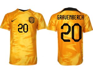 Nederländerna Hemmatröja VM 2022 Herr Kortärmad Fotbollströjor Billigt med tryck GRAVENBERCH 20