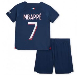 Fotbollsset Barn Paris Saint Germain PSG 2023-24 Hemmatröja Kortärmad Kylian Mbappe 7