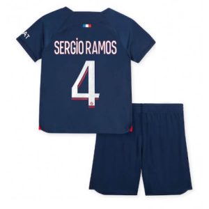 Fotbollsset Barn Paris Saint Germain PSG 2023-24 Hemmatröja Kortärmad Sergio Ramos 4
