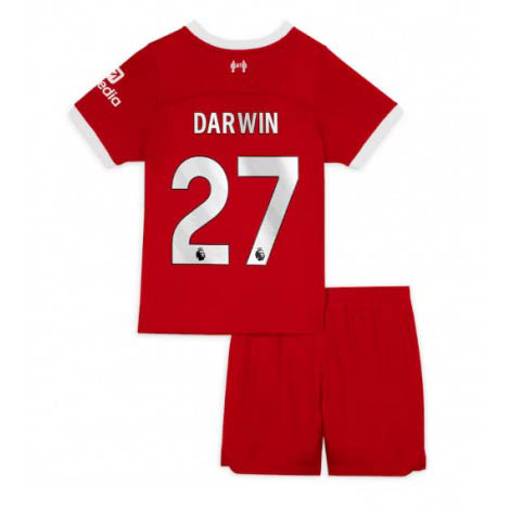 Fotbollsställ för Barn Liverpool Hemmatröja 2023-24 Kortärmad + Korta byxor Darwin Nunez 27