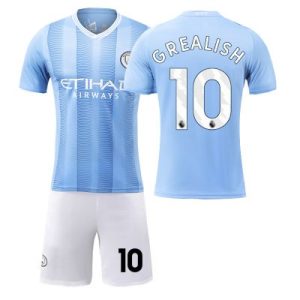Barn Manchester City Hemmatröja 2023-24 Köpa matchtröjor fotboll med eget tryck GREALISH 10