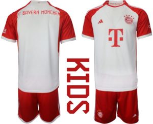 Kop-billigt-fotbollstrojor-Barn-Bayern-Munchen-Hemmatroja-2023-24-Kortarmad-shorts