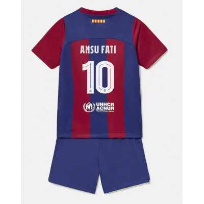 Kop-billigt-fotbollstrojor-Barn-FC-Barcelona-2023-24-Kortarmad-Korta-byxor-Ansu-Fati-10