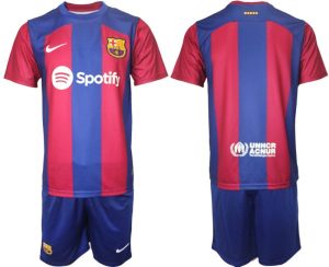 Kop-billigt-fotbollstrojor-Herr-FC-Barcelona-Hemmatroja-2023-24-Kortarmad-shorts