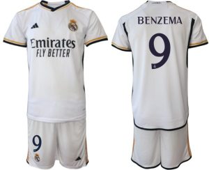 Kop-billigt-fotbollstrojor-Herr-Real-Madrid-Hemmatroja-2023-24-Kortarmad-shorts-BENZEMA-9