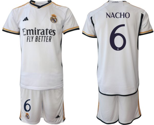 Kop-billigt-fotbollstrojor-Herr-Real-Madrid-Hemmatroja-2023-24-Kortarmad-shorts-NACHO-6