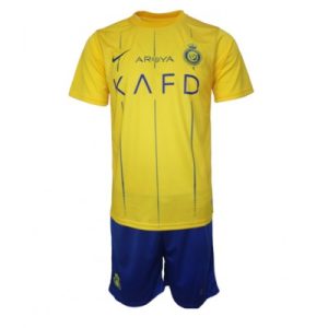 Anpassningsbara-fotbollstrojor-Barn-Al-Nassr-Hemmatroja-2023-2024-Kortarmad-shorts