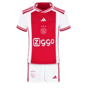 Kop-billigt-fotbollstrojor-Barn-AFC-Ajax-Hemmatroja-2023-2024-Kortarmad-Korta-byxor