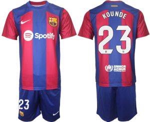 Kop-billigt-fotbollstrojor-Herr-FC-Barcelona-2023-2024-fotbollstroja-set-med-tryck-KOUNDE-23
