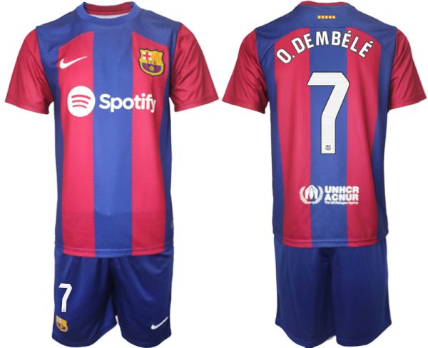Kop-billigt-fotbollstrojor-Herr-FC-Barcelona-Hemmatroja-2023-2024-fotbollstroja-set-O.DEMBELE-7