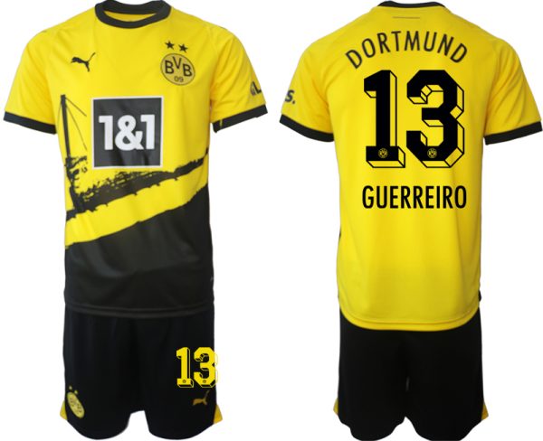 kop-pa-natet-Herr-Borussia-Dortmund-BVB-Hemmatroja-2023-24-Kortarmad-shorts-med-tryck-GUERREIRO-13