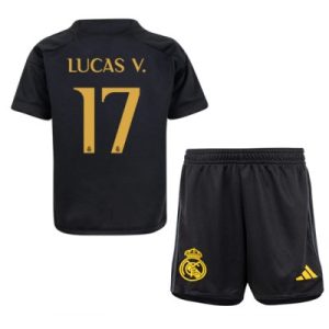 Kop-billigt-fotbollstrojor-Barn-Real-Madrid-Tredje-Troja-2023-24-KortarmadKorta-Lucas-Vazquez