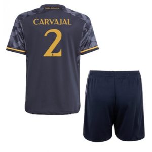 Bestalla-Billigt-fotbollstrojor-Barn-Real-Madrid-Bortatroja-2023-24-Kortarmad-shorts-Daniel-Carvajal-2